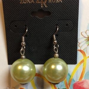 Pearl In A Olive Tone Drop Earrings